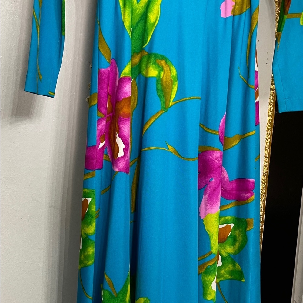 Vintage Tori Richard Honolulu | 60s/70s Orchid Hawaiian Floral | Size 8 - Picture 7 of 9